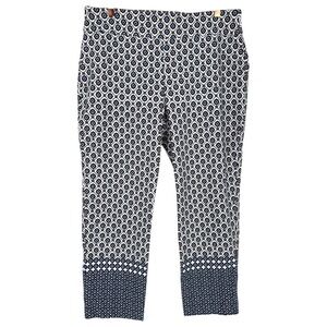 Attyre Women's Geometric Print Pull‎ On Ankle Pants Size 14 Petite Career Casual